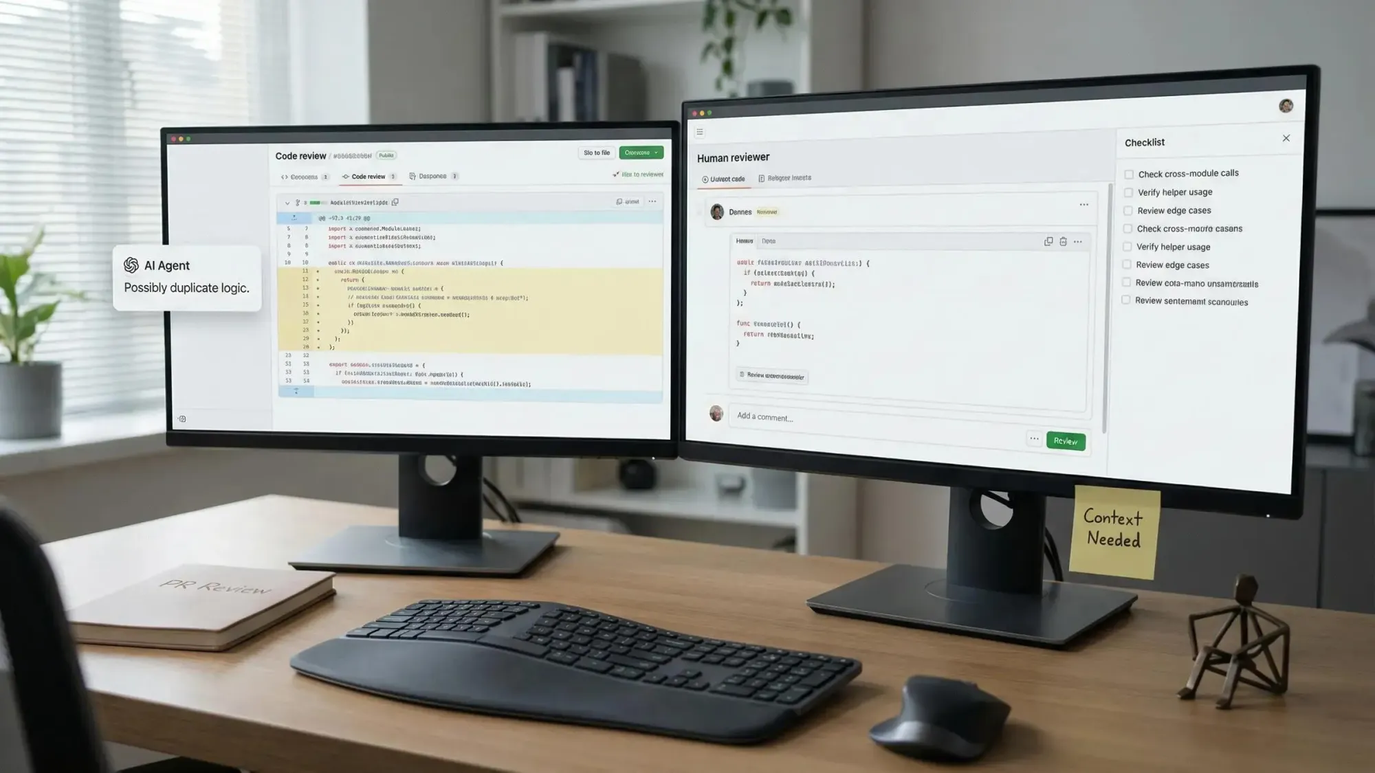 Codebase context for AI agents visualized as interconnected code blocks and AI icons
