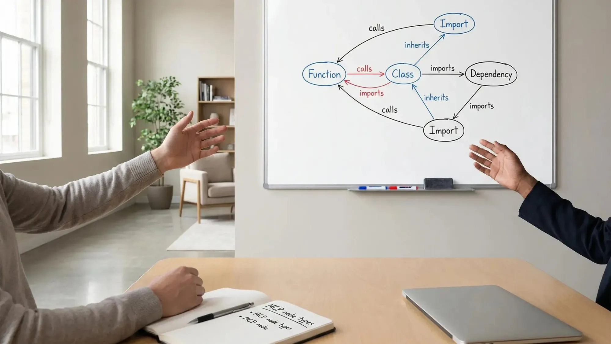 Codebase knowledge graph MCP visualizing relationships between code modules and data flows