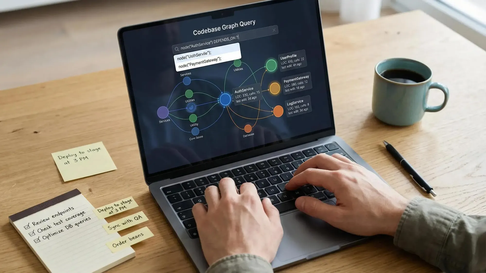 Visual codebase map for Claude Code showing graph structure and searchable code relationships
