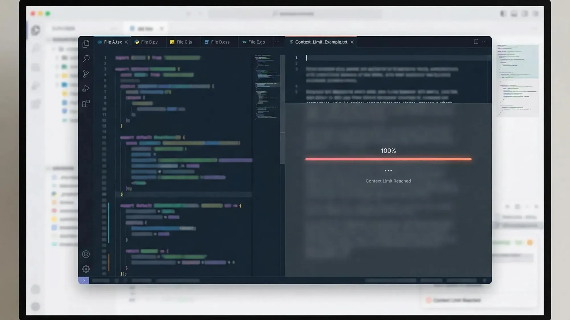 Context window limits impacting AI coding quality illustration