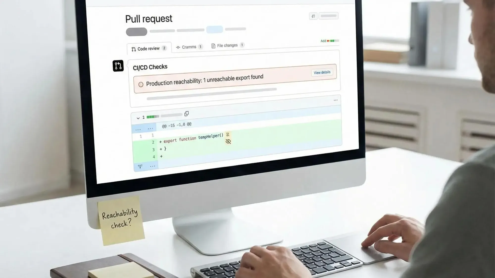 Diagram showing how to prevent orphaned code in AI development with production reachability checks