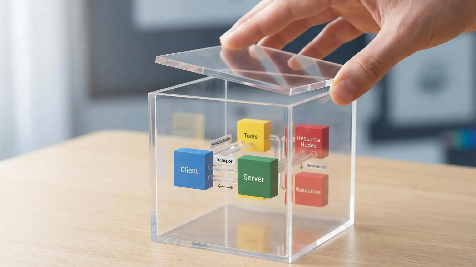Diagram explaining how MCP servers work for developers with labeled server and client components