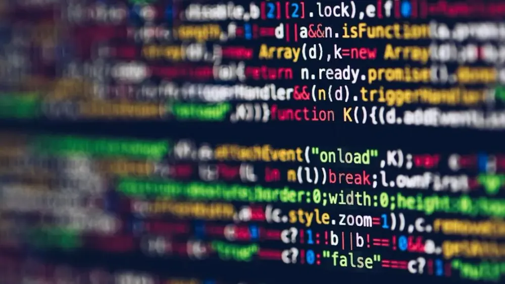 Abstract visualization showing that AI can't see full codebase, with blurred code fragments on a screen.