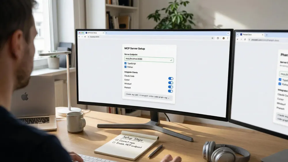 Code dependency graph visualizing MCP server relationships and architecture